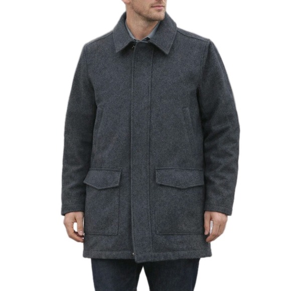 Orvis Other - Orvis Wool Coat‎ Mens Large Full Zip Quilt Lined Gray Overcoat